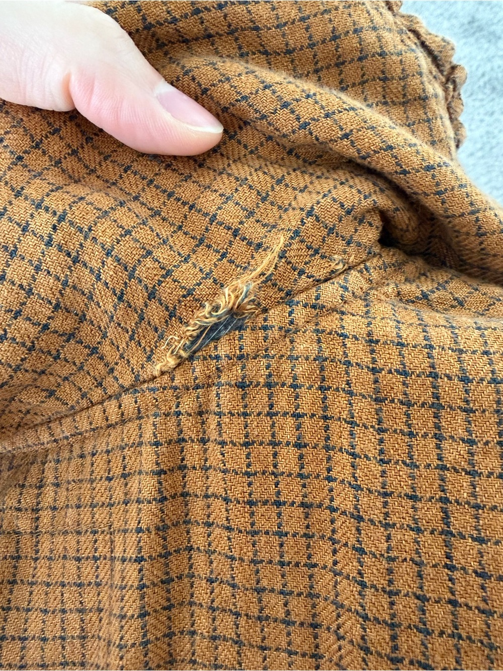 S/M Herringbone Ginger Checks Peter Pan Collar Dress - Picture 3 of 6